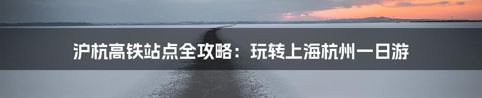 沪杭高铁站点全攻略：玩转上海杭州一日游