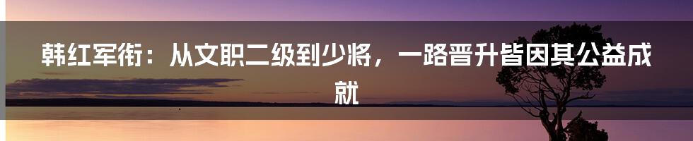 韩红军衔:从文职二级到少将,一路晋升皆因其公益成就