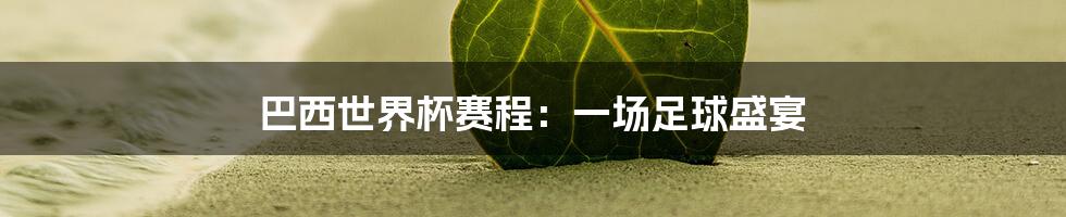 巴西世界杯赛程：一场足球盛宴