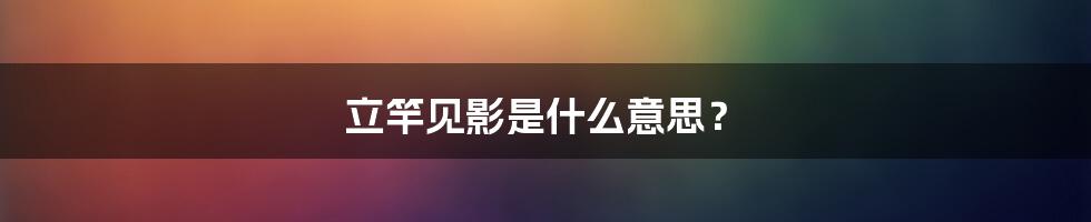 立竿见影是什么意思?