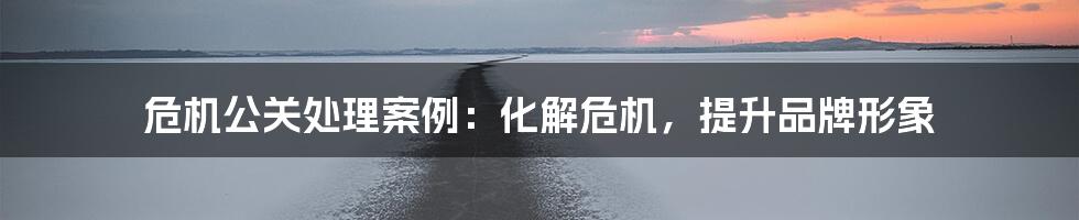 危机公关处理案例:化解危机,提升品牌形象