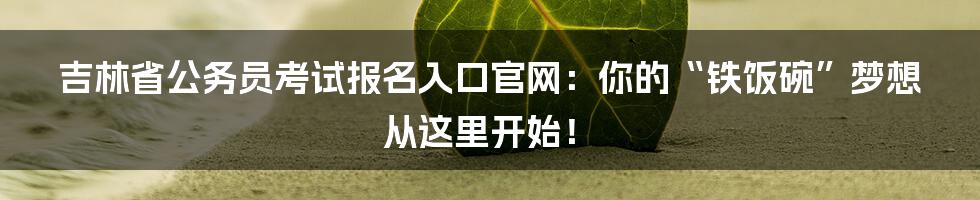 吉林省公务员考试报名入口官网:你的“铁饭碗”梦想从这里开始!