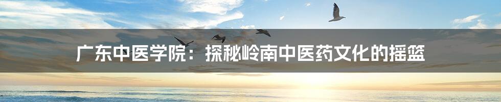 广东中医学院：探秘岭南中医药文化的摇篮