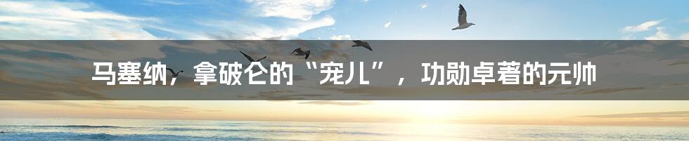 马塞纳,拿破仑的“宠儿”,功勋卓著的元帅