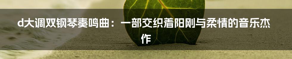 d大调双钢琴奏鸣曲:一部交织着阳刚与柔情的音乐杰作