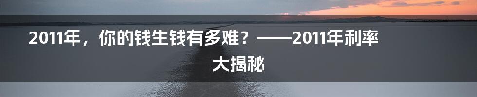 2011年,你的钱生钱有多难?——2011年利率大揭秘