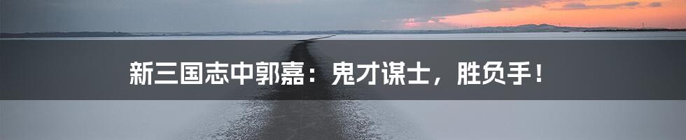 新三国志中郭嘉:鬼才谋士,胜负手!