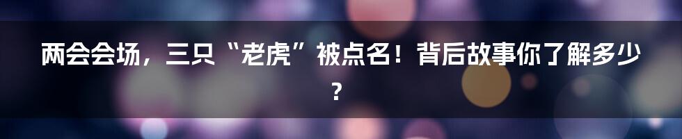 两会会场,三只“老虎”被点名!背后故事你了解多少?
