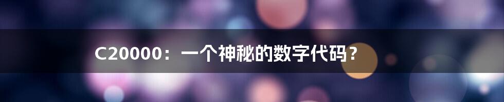 C20000:一个神秘的数字代码?