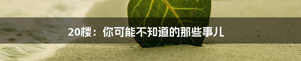 20楼：你可能不知道的那些事儿