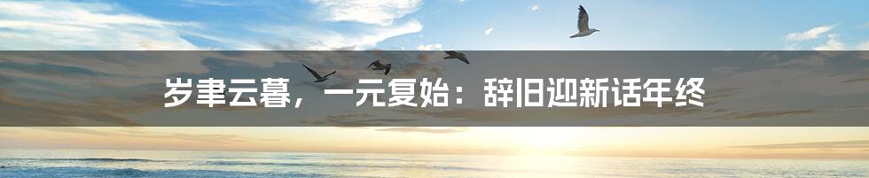 岁聿云暮，一元复始：辞旧迎新话年终
