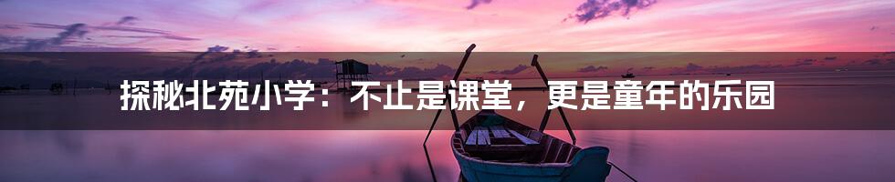 探秘北苑小学:不止是课堂,更是童年的乐园
