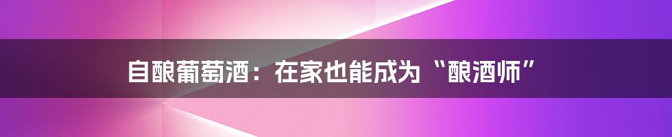 自酿葡萄酒：在家也能成为“酿酒师”
