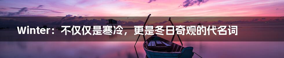 Winter：不仅仅是寒冷，更是冬日奇观的代名词