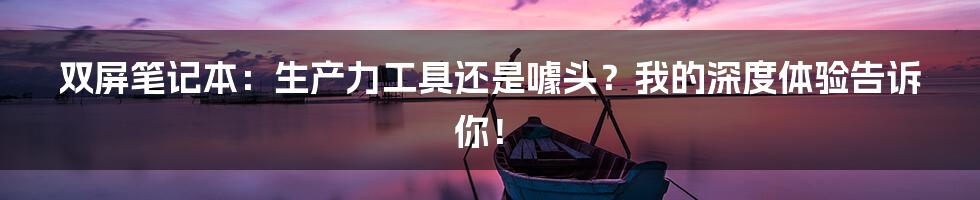 双屏笔记本:生产力工具还是噱头?我的深度体验告诉你!