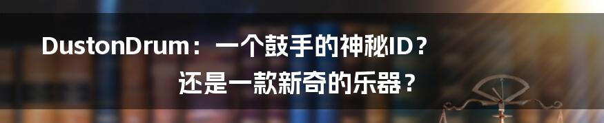 DustonDrum:一个鼓手的神秘ID?还是一款新奇的乐器?