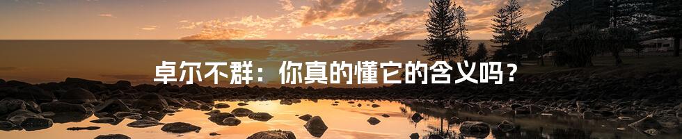 卓尔不群:你真的懂它的含义吗?