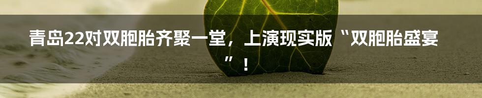 青岛22对双胞胎齐聚一堂,上演现实版“双胞胎盛宴”!