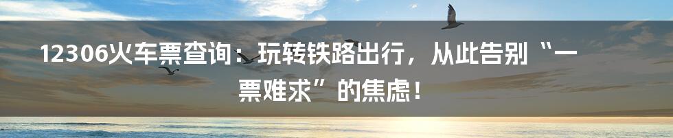 12306火车票查询:玩转铁路出行,从此告别“一票难求”的焦虑!