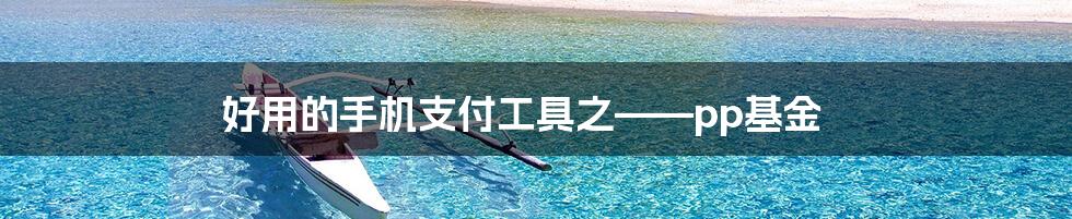 好用的手机支付工具之——pp基金