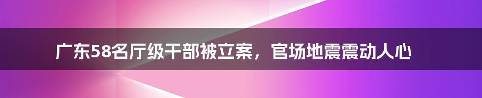 广东58名厅级干部被立案,官场地震震动人心