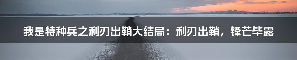 我是特种兵之利刃出鞘大结局:利刃出鞘,锋芒毕露