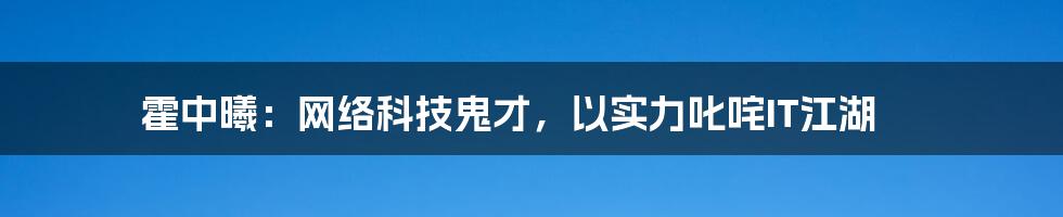 霍中曦:网络科技鬼才,以实力叱咤IT江湖