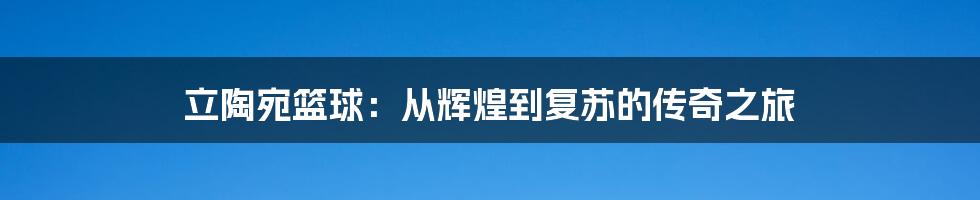 立陶宛篮球:从辉煌到复苏的传奇之旅