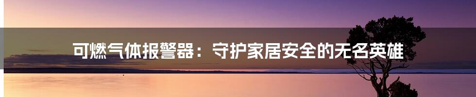 可燃气体报警器:守护家居安全的无名英雄