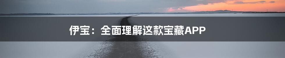 伊宝:全面理解这款宝藏APP