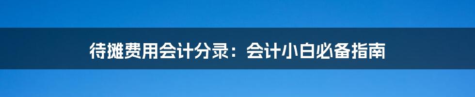待摊费用会计分录:会计小白必备指南