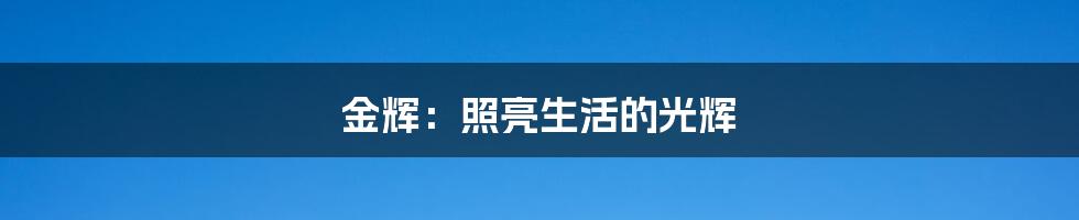 金辉:照亮生活的光辉