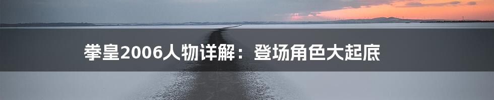 拳皇2006人物详解：登场角色大起底