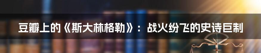 豆瓣上的《斯大林格勒》:战火纷飞的史诗巨制