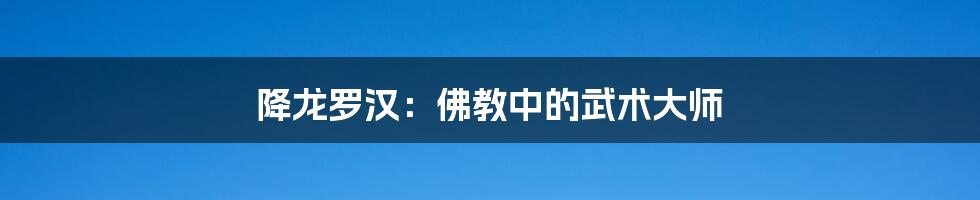 降龙罗汉:佛教中的武术大师