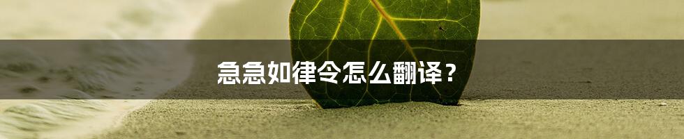 急急如律令怎么翻译?