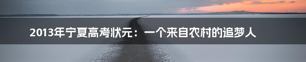 2013年宁夏高考状元:一个来自农村的追梦人