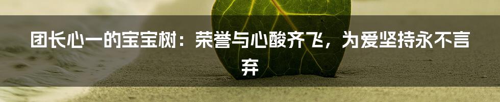 团长心一的宝宝树:荣誉与心酸齐飞,为爱坚持永不言弃