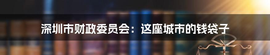 深圳市财政委员会:这座城市的钱袋子