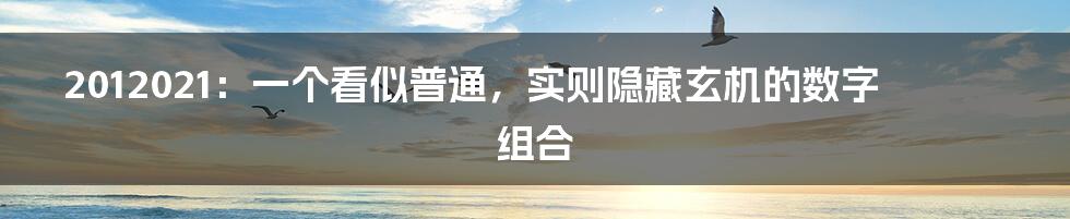 2012021：一个看似普通，实则隐藏玄机的数字组合