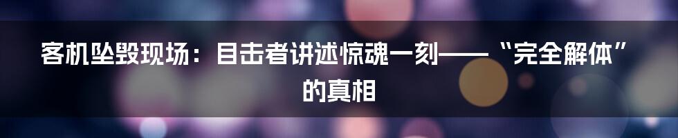 客机坠毁现场:目击者讲述惊魂一刻——“完全解体”的真相