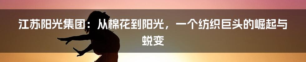 江苏阳光集团:从棉花到阳光,一个纺织巨头的崛起与蜕变