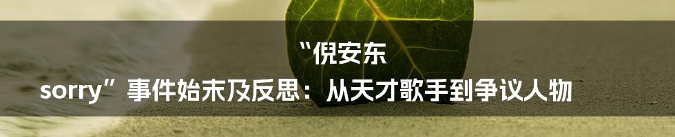 “倪安东 sorry”事件始末及反思:从天才歌手到争议人物