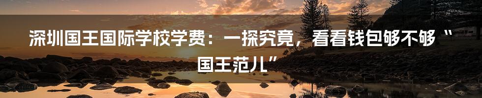 深圳国王国际学校学费:一探究竟,看看钱包够不够“国王范儿”
