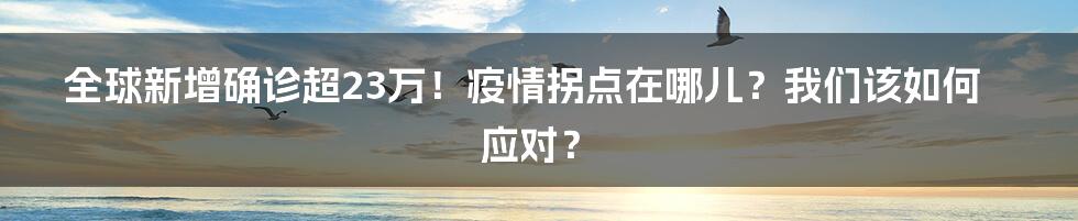 全球新增确诊超23万!疫情拐点在哪儿?我们该如何应对?