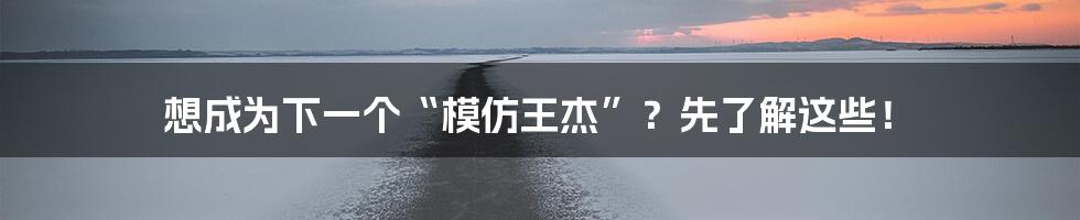 想成为下一个“模仿王杰”?先了解这些!