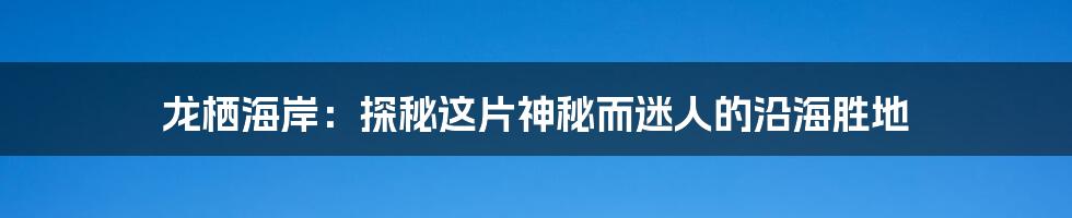 龙栖海岸:探秘这片神秘而迷人的沿海胜地