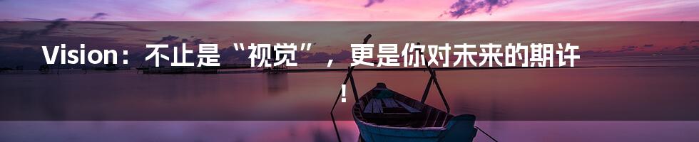 Vision:不止是“视觉”,更是你对未来的期许!
