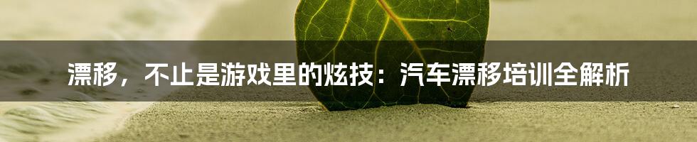漂移，不止是游戏里的炫技：汽车漂移培训全解析