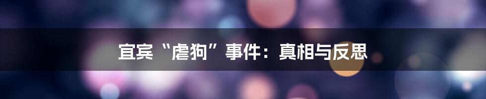 宜宾“虐狗”事件:真相与反思